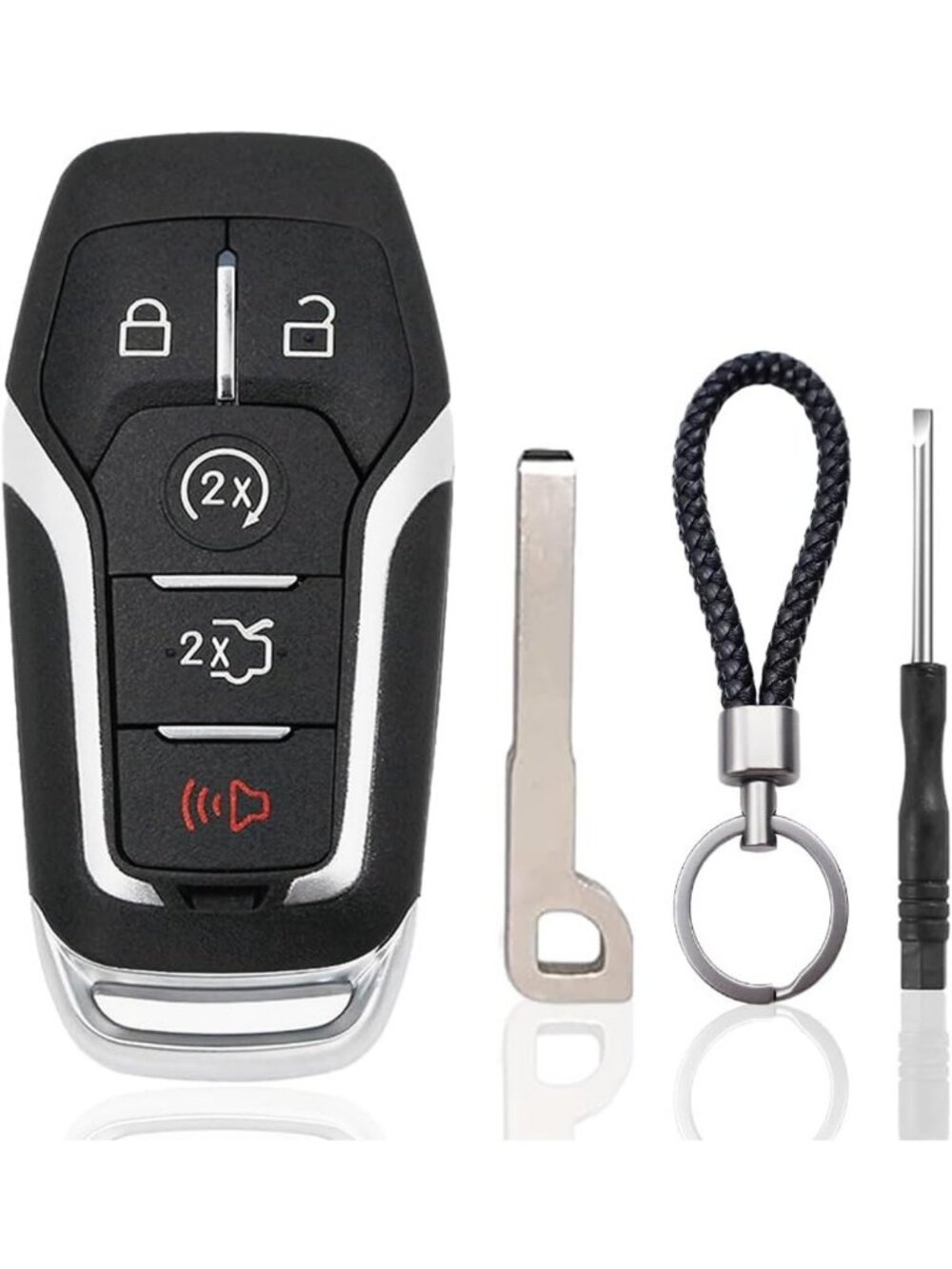 Key Fob Case Replacement for Ford Vehicles - 5 Button Smart Key Cover, 2014-2017